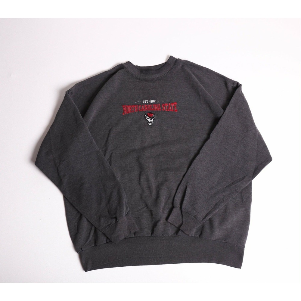 Vintage Hanes NC State University Sweatshirt Gray Embroidered Crewneck Large
